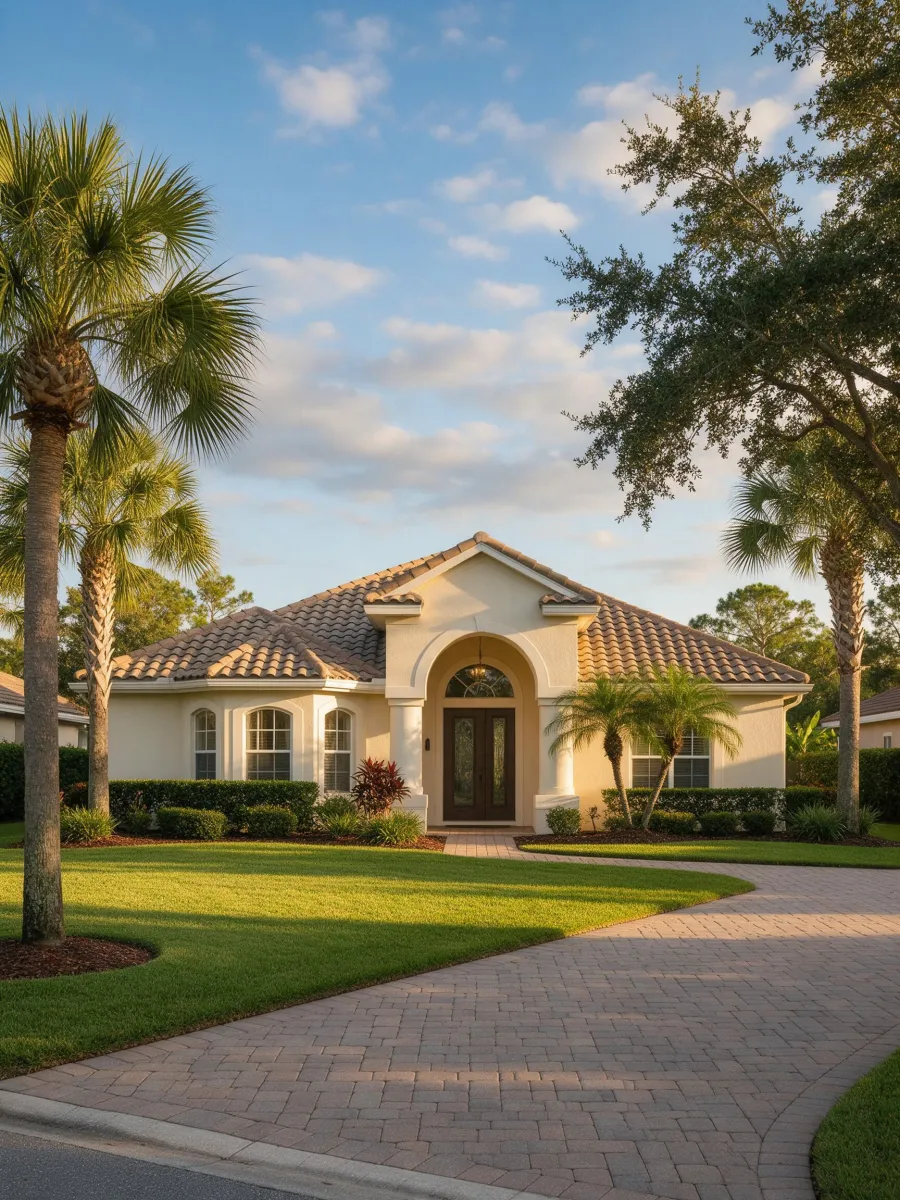 Casa unifamiliar en Central Florida con jardín y palmeras